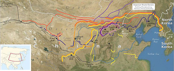 Map of China Great Wall